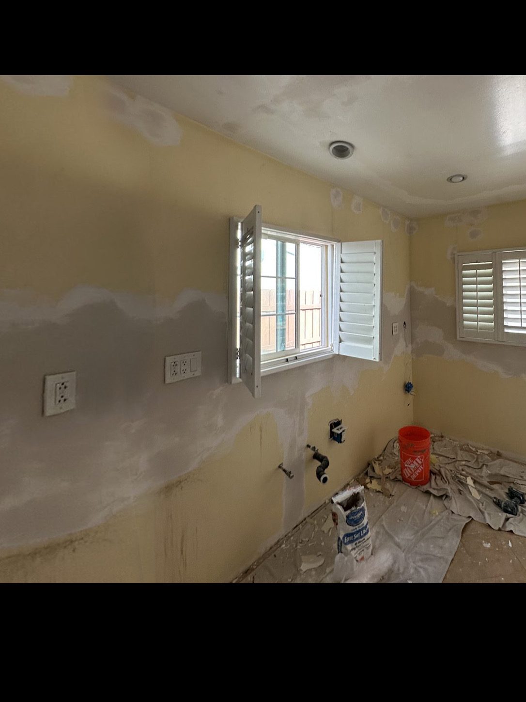 Kitchen at the framing and drywall stage